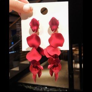 Red Petal Drop Earrings